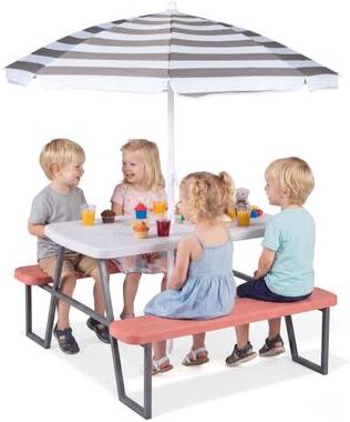 Costway Kids Picnic Table with Benches Seats up to 4-Pink