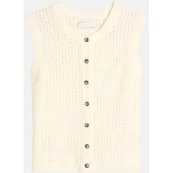 Ärmelloser Cardigan Weiß XL