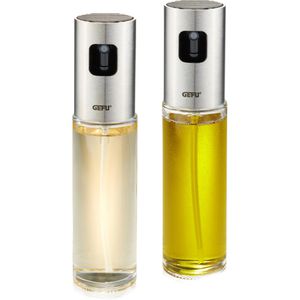 Gefu Ölsprüher NEVA, silber, aus Glas und Edelstahl, für Speiseöl und Essig, 100 ml, 2 Stück