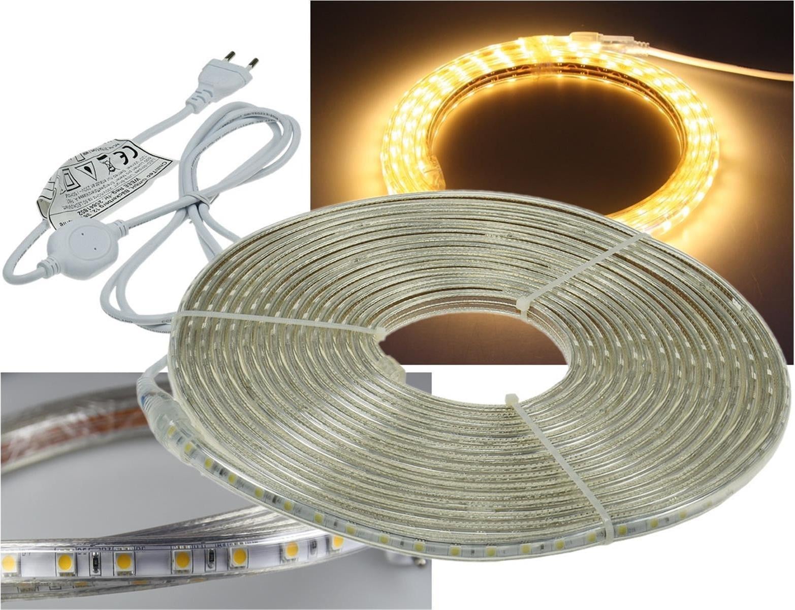 ChiliTec LED-strip warm wit, 10 meter, 600 lumen per meter, 230V
