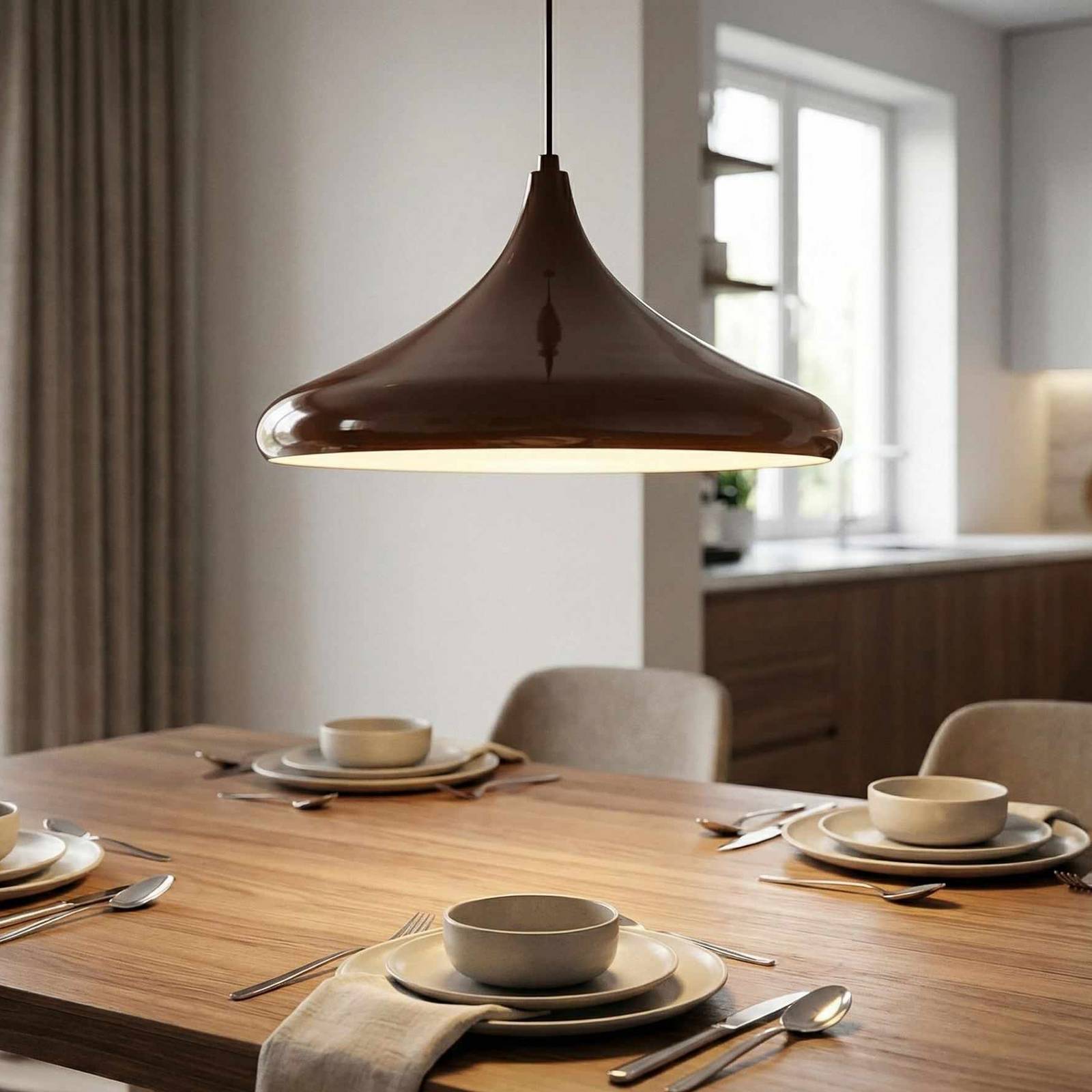 Hängelampe Eysan Opviq, dimmbar, braun / rost, für Wohn- / Esszimmer, Metall, Vintage, Pendelleuchte