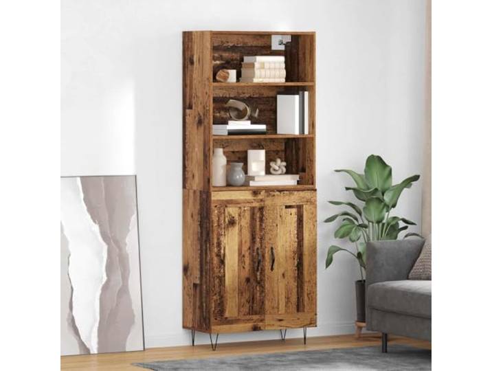 Modernes Highboard aus Holzwerkstoff mit Metallfüßen, Elegantes Highboard mit Stauraum, Praktischer Schrank mit Türen für Ordnung, Modernes mit Wandhalterung, Weißes fürs