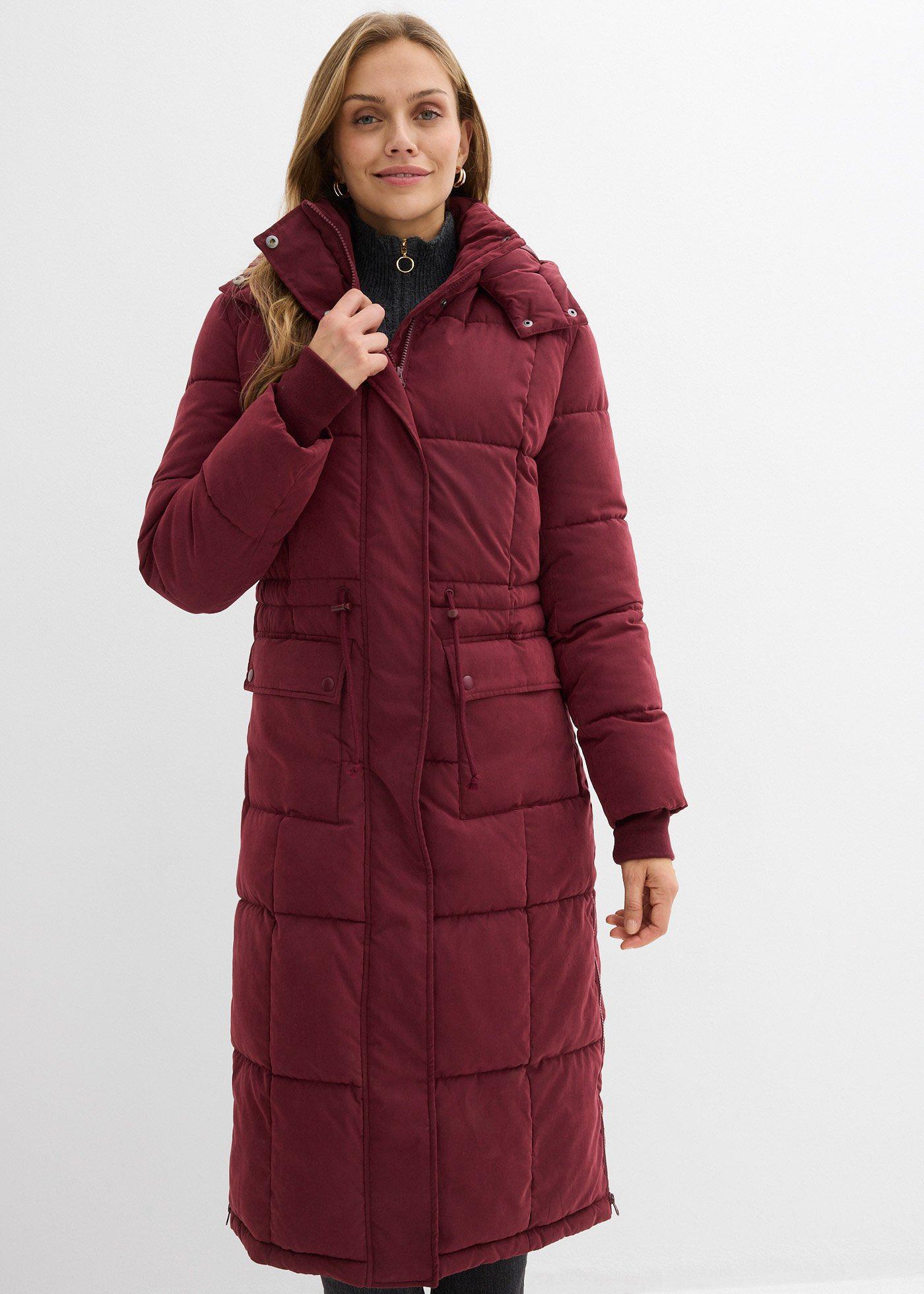 bonprix Wintermantel mit seitlichen Reißverschlüssen, rot, Gr.48, Langer Wintermantel mit Kapuze