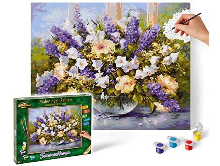 Schipper 609130717 Malen nach Zahlen - Sommerblumen - Bilder malen für Erwachsene, inklusive Pinsel und Acrylfarben, 40 x 50 cm