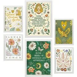 POSTER Set Mit 6 Drucken Mit Freundlichkeit In Der Brillanten Groovy Dekorative Rahmen Für Ihr Wohnzimmer Zuhause Wandkunstdruck A3 & A4 Weißer Rahmen