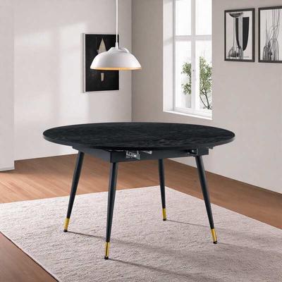 ZWYO HOSIMU "53"" Modern Retractable Dining Table, Grain MDF Extendable Kitchen Table with Metal Legs"