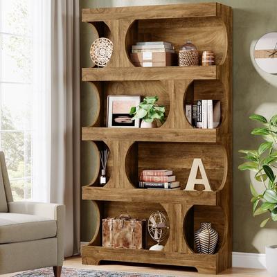 Bluebell 71 Inches Tall Bookcase, 4-Tier S-Shaped Bookshelf