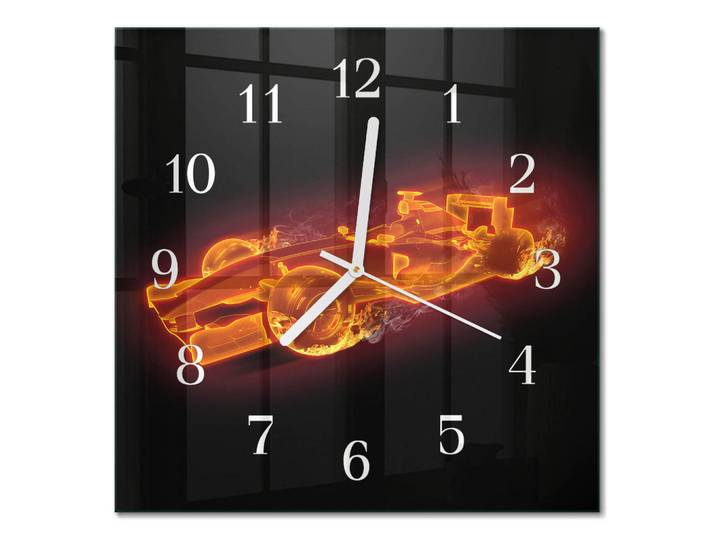 Tulup Wanduhr aus Glas 30x30 cm - Schrott, Orange, Quadratisch, 30x30x0.4 cm, Dekoration, Uhren, Wanduhren