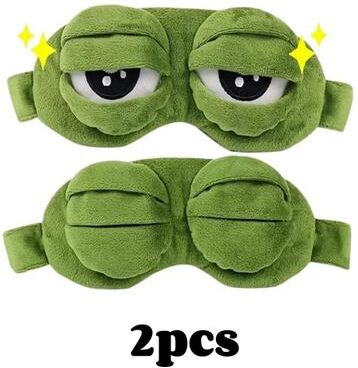 Uplifted Finds Soft 3D Frog Sleep Mask With Adjustable Strap For Travel And Relaxation 2 Pcs