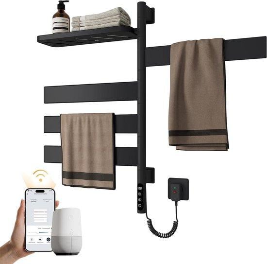 EMKE Elektrische Handdoekradiator Handdoekdroger Verwarmer Zwart 76 x 45 cm
