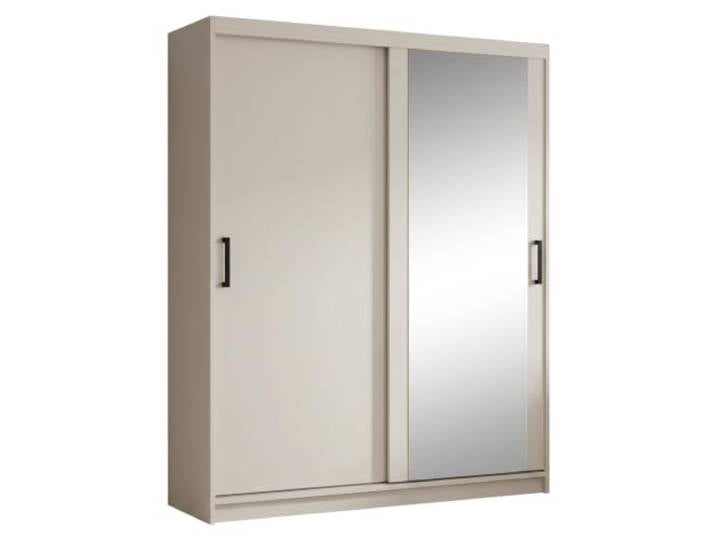 BEAUTY SOFA Kleiderschrank HELA moderner Schiebetürenschrank mit Spiegel, Kleiderstange und Regalböden, für Schlafzimmer, Flur & Ankleidezimmer (Kaschmir, 160, Zentimeter)