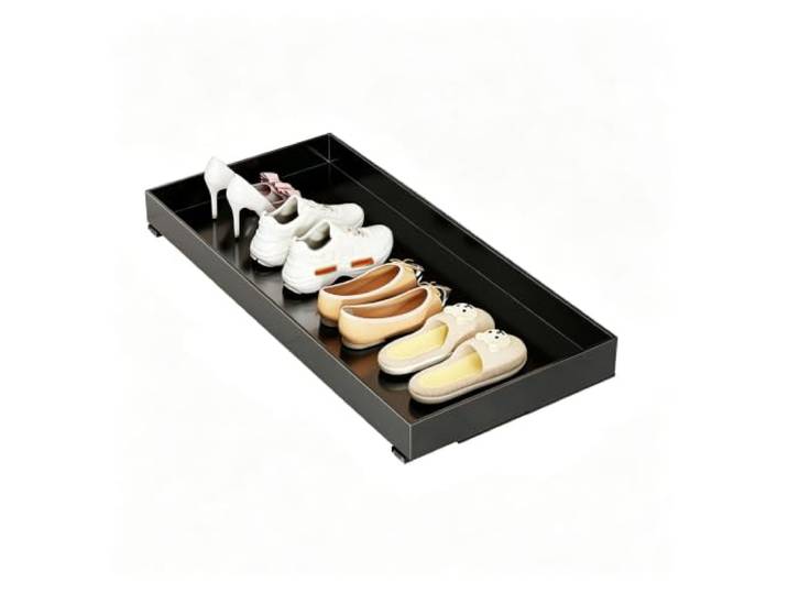 YDHFCD Unterschrank Schublade Federnd Ausziehbar Ohne Griff Federnd Ausziehen, Fußöffnung, Ordnung, Unter Schrank, Einfach Aufbau(Black,66x31x5cm)