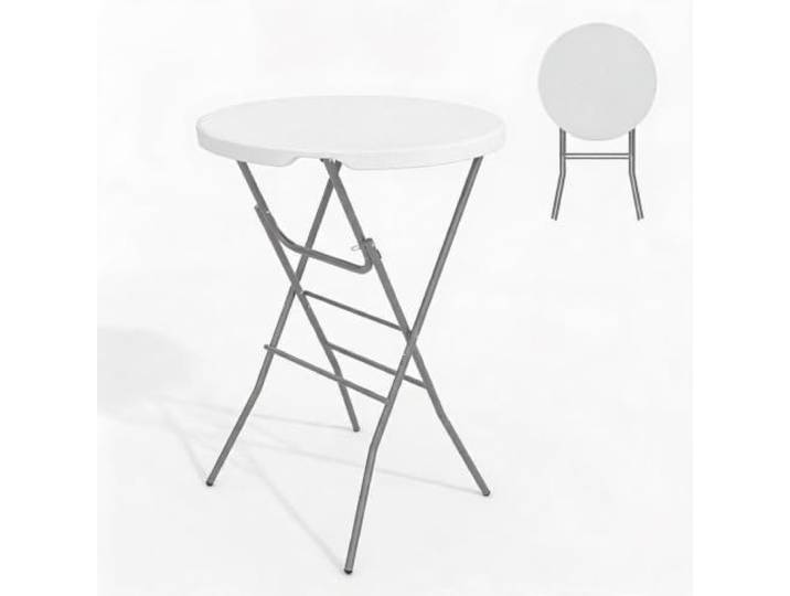 LuxFocus 2er Set Klappbarer Bartisch Ø80 cm Höhenverstellbar Weiß Mobiler Stehtisch mit faltbarem Design, stabiler Oberfläche und flexibler Höhe für Events und Außenbereiche