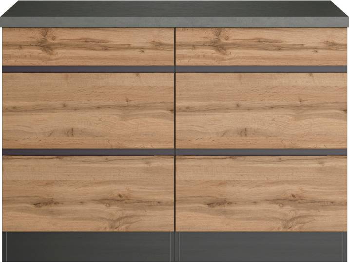 Unterschrank KOCHSTATION KS-Riesa , braun (wotaneiche), B:120cm H:86cm T:60cm, Holzwerkstoff, Schränke, Unterschrank, Breite 120 cm, MDF-Fronten