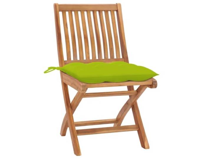 VIHHQGC Klappstühle, 2 Stück, mit hellgrünen Kissen, aus massivem Teakholz Teakholz, fein geschliffen, glatte Textur, zusammenklappbar, Stauraum sparen, ergonomisch, 110 kg