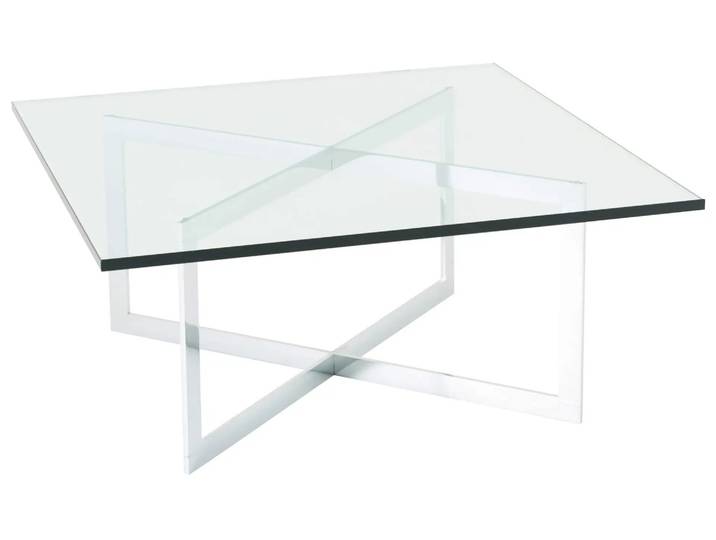 Couchtisch Mando, Glas Transparent, Stahl Glanz, b 95