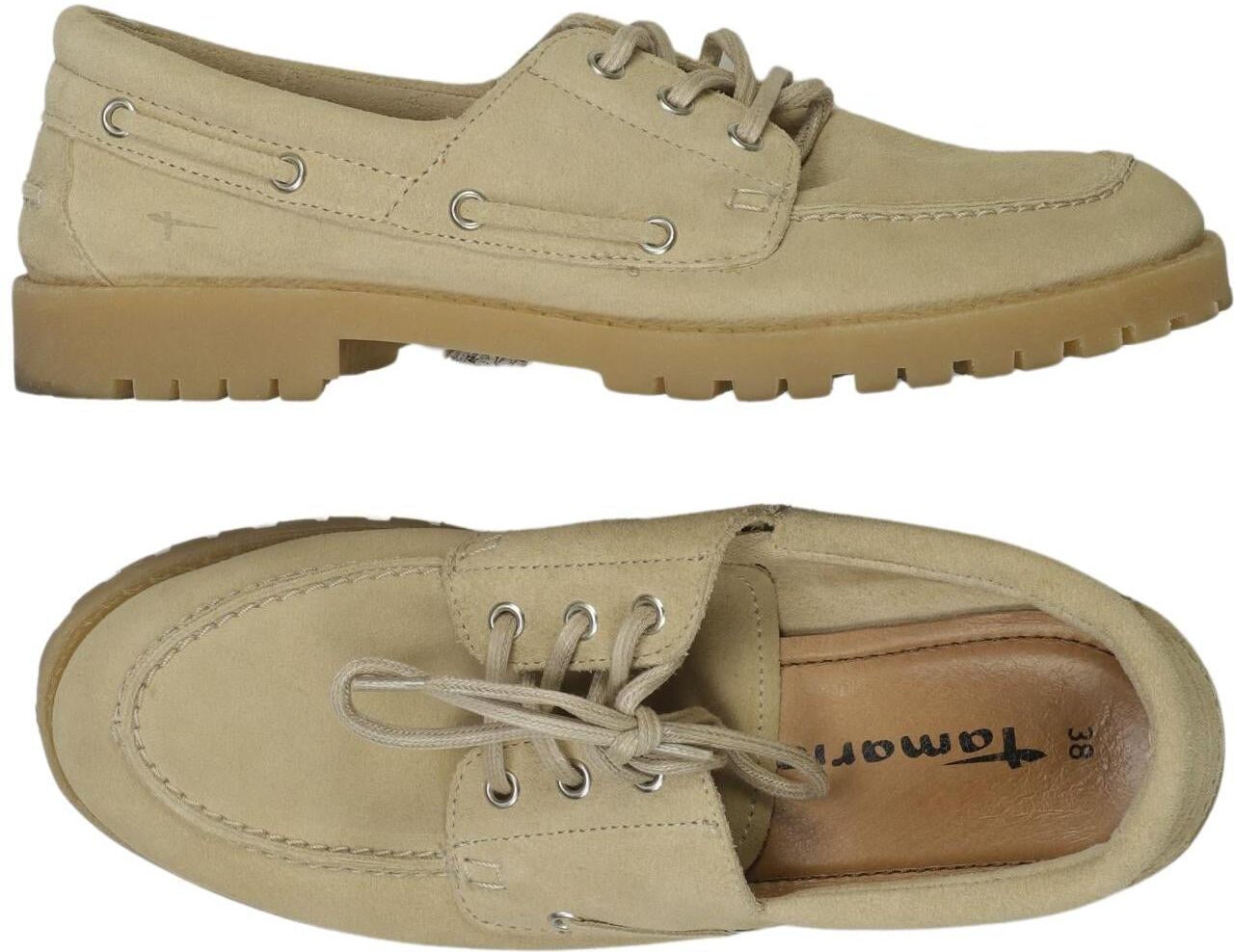 Tamaris Damen Halbschuh, Beige, Gr. EU 38, Leder - Second Hand