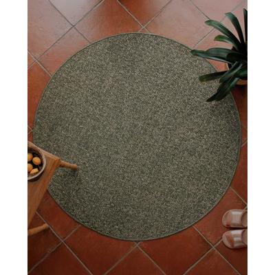 Teppich WECON HOME "Miami South Beach", grün (grau oliv), H:5mm Ø:120cm, Polypropylen, Teppiche, Teppich, In- & Outdoor Teppich, wetterfest, kariert, Balkon, pflegeleicht