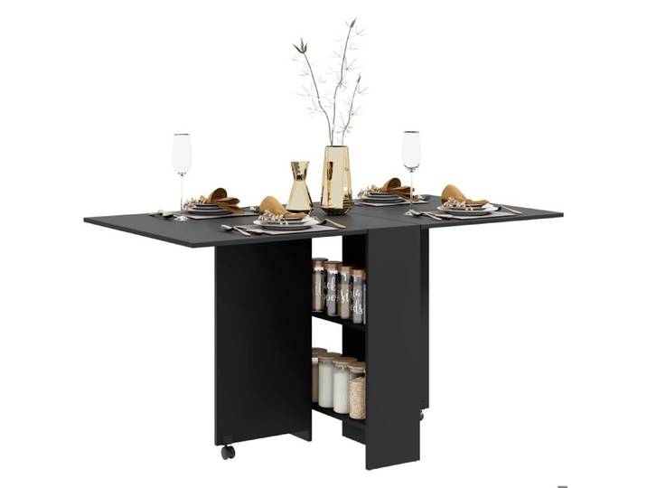 HOMCOM - Table pliante de cuisine - Panneau de particules - 75x140x74cm - Noir