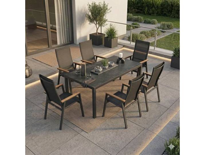 Siena Garden Rondo Gartenmöbel-Set L (6 Plätze) mit OUTLIV. Tisch 220x100 cm