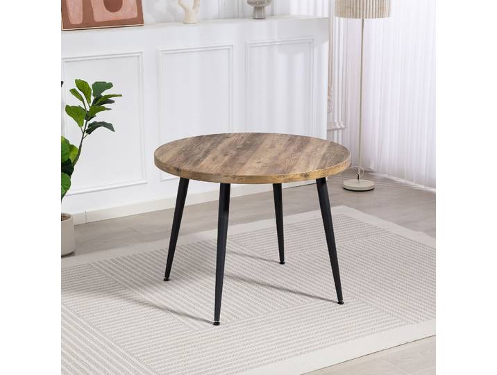 Esstisch DUO COLLECTION Marla Tisch , braun (akazien, nachbildung, braun, schwarz, akazien, nachbildung, braun), B:100cm H:76cm T:100cm, Tische, Esstisch, Massives Metallgestell, Belastbarkeit bis 100 kg