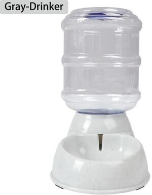 Inspired Finds 3.8L Automatic Gravity Pet Feeder & Water Dispenser For Small & Medium Pets grey drinker