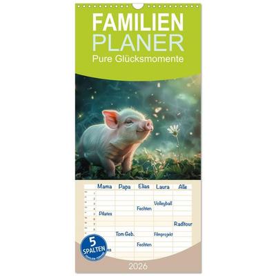 Familienplaner 2026 - Pure Glücksmomente mit 5 Spalten (Wandkalender, 21 x 45 cm) CALVENDO