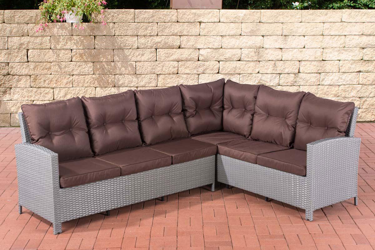 CLP Polyrattan L Garnitur Minari ohne Tisch grau Polsterfarbe Terrabraun