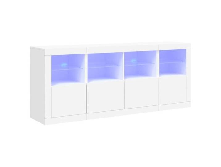 Buffet avec lumières LED blanc 163x37x67 cm - Meuble de salon - Contemporain - Design - Buffet bas