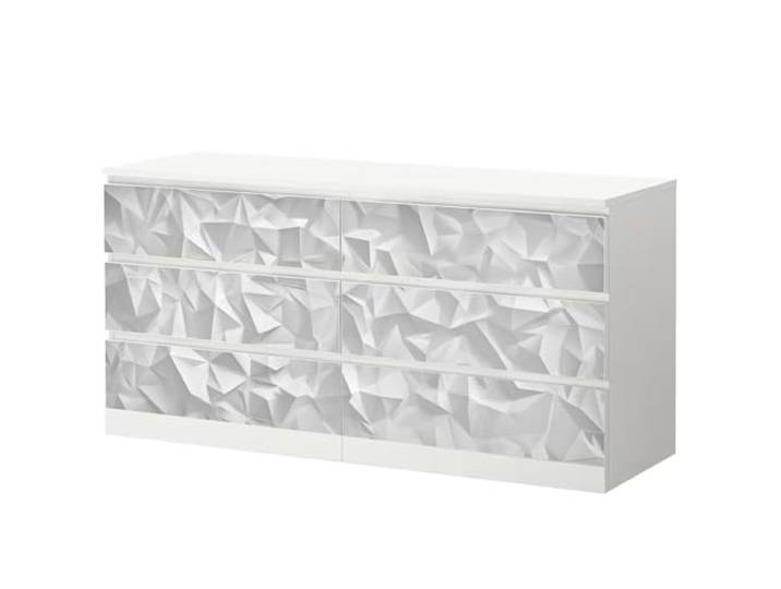 Sunnywall® Film adhésif pour meubles - Convient pour IKEA Malm - Commode - Film autocollant avec motif origami - Collage sans bulles - Salon - 160 cm