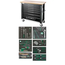 STAHLWILLE QR-Werkzeug-Sortiment mit Werkbank Schubl.7 anthrazit, RAL 7016 161 t...