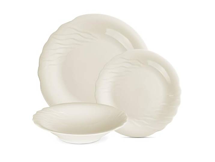 Gerlach Celestia Geschirrset Für 6 Personen Teller-Set Aus Porzellan Geschirr 18-Teilig Tafelservice Essservice Suppenteller Speiseteller Weihnachtsgeschirr Service & Geschirrsets Elfenbeinfarbe