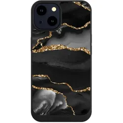 Nivocase Handyhülle für Apple iPhone 14 Hülle NIVOpure Case Schwarz Glitzer Look Marmor Muster (Apple iPhone 14), Smartphone Hülle, Schwarz