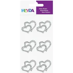 6x Heyda, Sticker, Sticker-Etikett Acrylsteinen Herzen rund glasklar 6 Stück (6 Sticker)