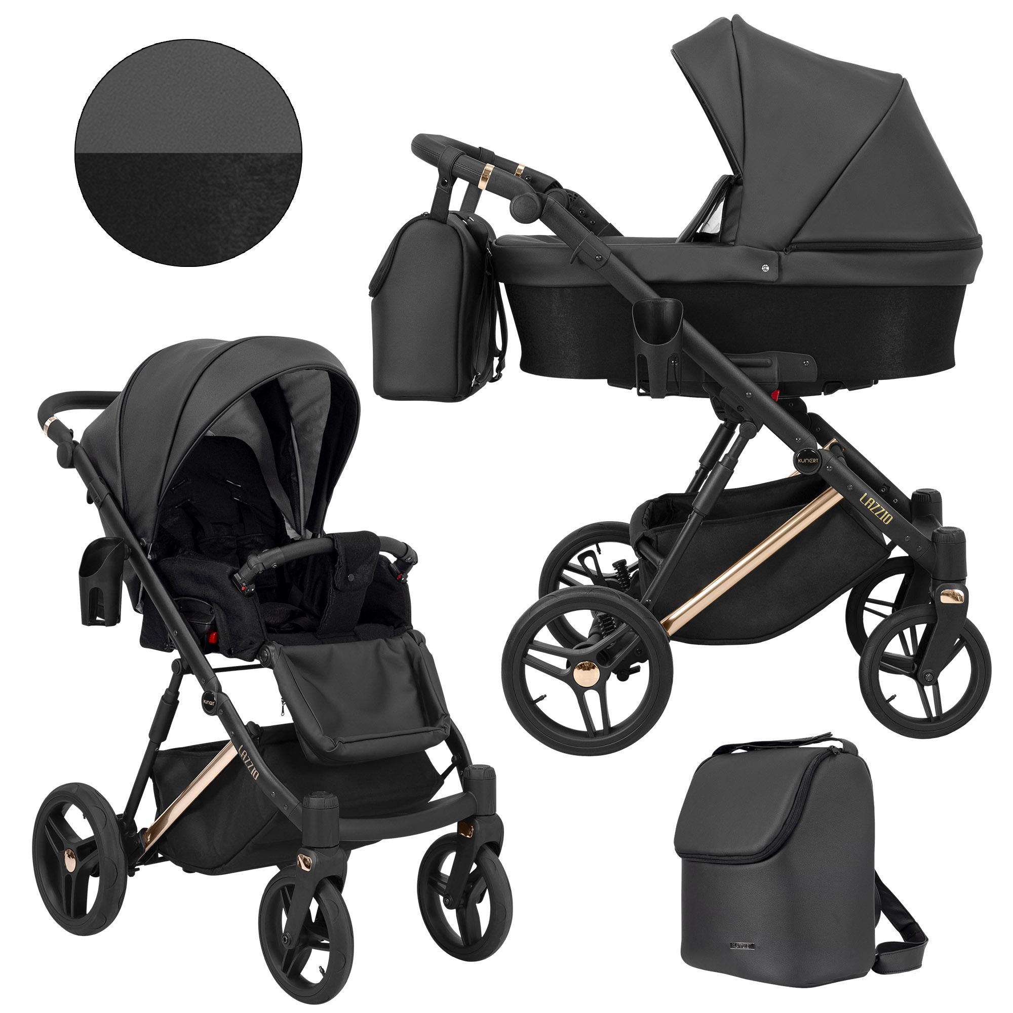 Kinderwagen Kunert Lazzio Premium 2in1 - Kupferfarbene Rahmen - Farbe: Schwarz Eco