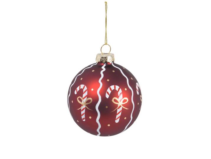 Weihnachtskugel aus Glas, weiß, gold und rot H8cm