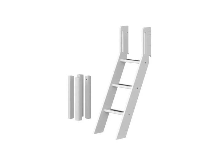 Kit échelle et pieds pour lit mi-hauteur - FLEXA - WHITE - Échelle inclinée - Marches antidérapantes - Bois FSC