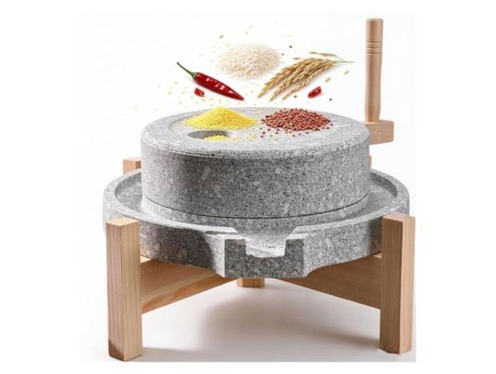 Handwerkliche Getreidemühle Aus Naturstein (Massivholzbasis) Haushaltsmühle for Weizen/Gewürze und Kaffeebohnen,traditionelles manuelles Mahlwerkzeug for Brot und Tortillas