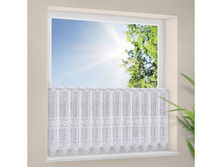 Scheibengardine GERSTER PAULINA , weiss (weiß), B:150cm H:30cm, Jacquard, Polyester, Gardinen, Scheibengardine