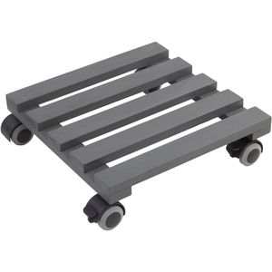 Metafranc Pflanzenroller WU0825260, für innen, aus Kiefernholz, grau, Feststellbremsen, 30 x 30 cm, bis 60 kg