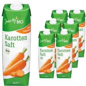 JedenTag Saft Karottensaft, ohne Zuckerzusatz, BIO, 100% Saftgehalt, Tetrapack, je 1 Liter, 6 Stück
