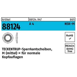 Teckentrup, Muttern + Unterlegscheiben, Sperrkantscheibe R 88124 NSK-M 4 A 4