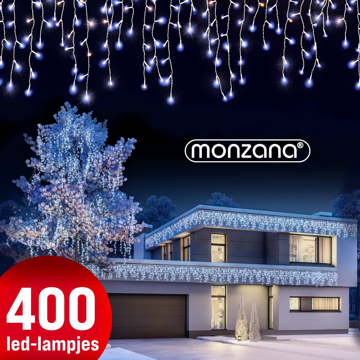 Monzana Lichtsnoer 400 LED Koud Wit 15 m IP44