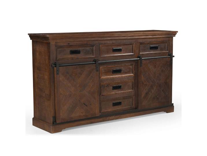 Sideboard GOODPRODUCT Don Barn , braun, B:160cm H:90cm T:40cm, Massivholz, Sideboards, Sideboard, mit 2 Schiebetüren, handgefertigt, Unika-Möbel, Breite 160 cm