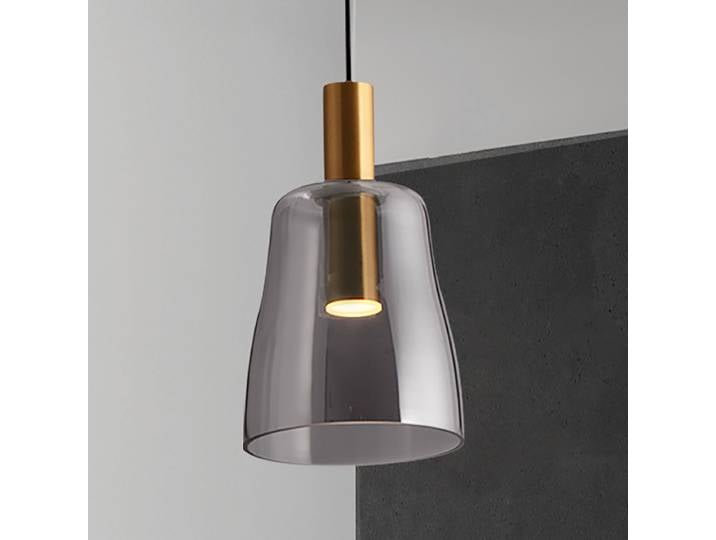 Suspension Imatia type B Ø 15cm Doré/Doré aluminium / verre fumé LED non-remplaçables Module LED