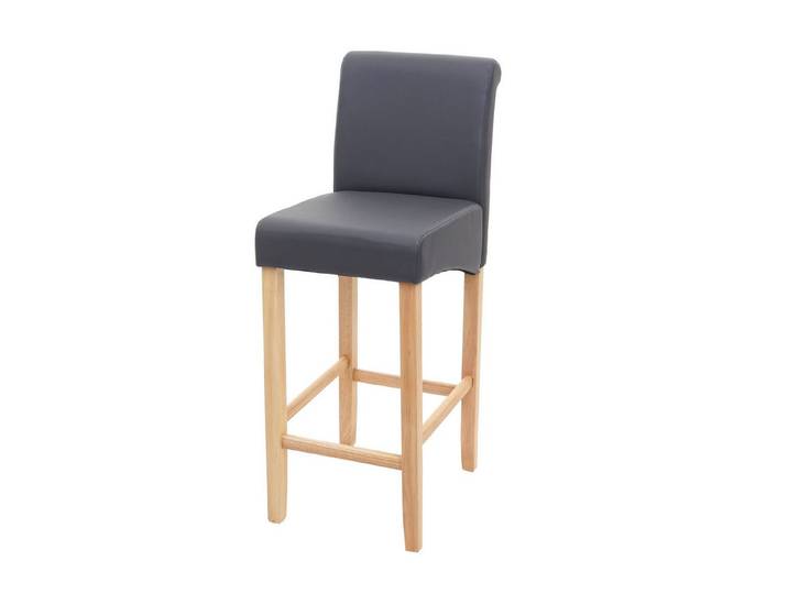 PROREGAL® Barhocker Barhocker mit Lehne Sitzhöhe 75cm Holz Grau matt Kunstleder Barstuhl (1 St), Stabil, bequem und hochwertig, ein echter Hingucker