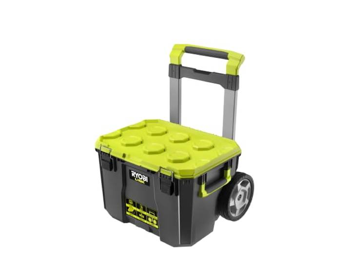 RYOBI Coffre à Outils Mobile LINK RSL201 Roues Étanche IP65 Empilable Poignée télescopique et grande capacité\, transport du matériel lourd sans effort\, chantier difficile\, base du système