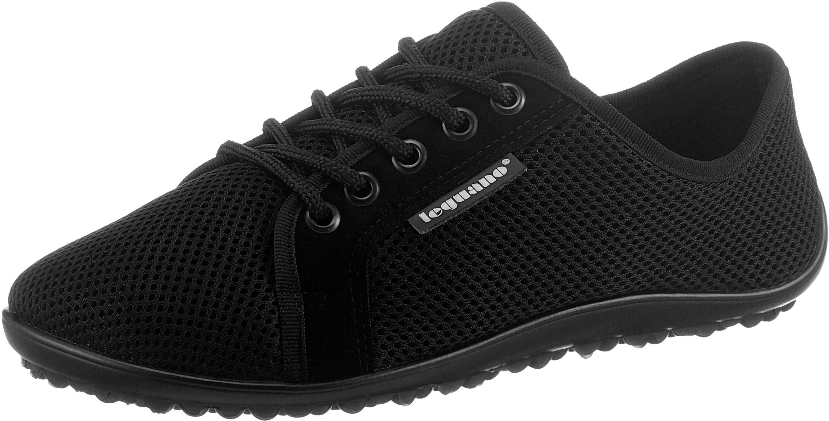 Barfußschuh LEGUANO "AKTIV", Damen, Gr. 36, schwarz, Textil, Schuhe Barfußschuh, Freizeitschuh, Halbschuh, Schnürschuh mit ergonomischer Formgebung