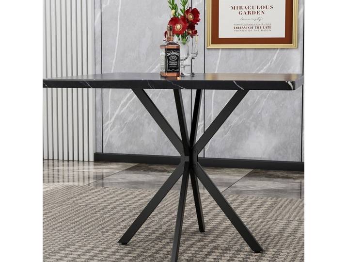 Table de repas carrée Mid Century Table à manger carrée moderne pour 4-6 personnes Économisez de l'espace(noir) Noir Bureau