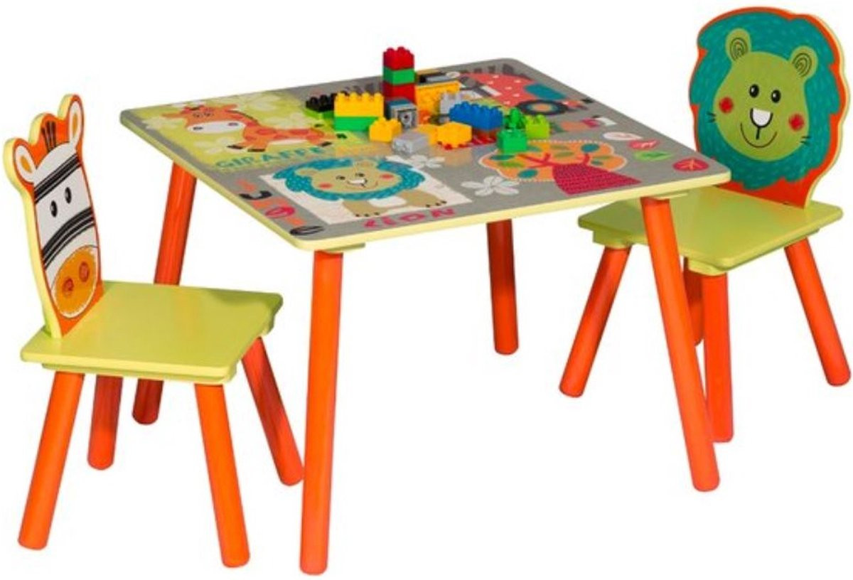 Kindertafel Dido met 2 stoeltjes - Speeltafel en kinderbureau met koeienprint